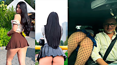 Colegiala Catsara en el auto de Juan Bustos en paja intensas