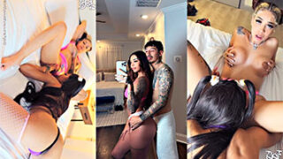 La puta de Hannah Marie Royal singando duro en un trío