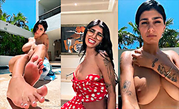 La zorra tetona de Mia Khalifa muy ardiente en la piscina