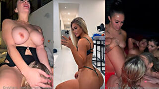 La puta de Scarlett con muchas lesbianas en una orgia en la piscina