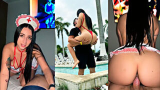 La puta de Sara Montenegro vestida de enfermera singando duro