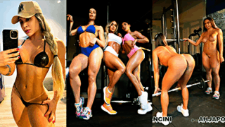 Un trio muy intenso de zorras lesbianas en el gimnasio