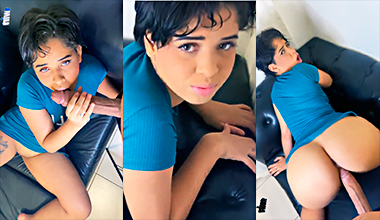 La puta de Fadynha mamando y singando un gran guebo