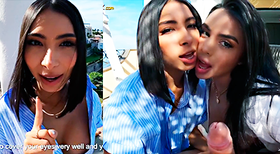 Daniela y su amiga devorando el guebo de su hombre en trío