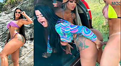 La puta de Pamella es devorada por dos transexuales muy calientes