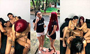 Angela Palvin y su novio con dos putitas en cuarteto intenso