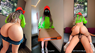 Repartidora de pizzas Sofia Rizof singando duro con un cliente