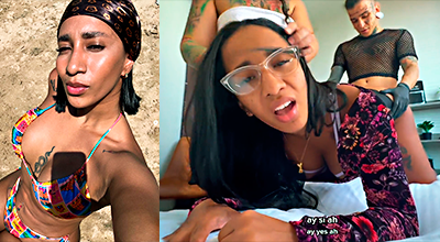 La zorra de Leyne Rodríguez singando duro en Tríos con el Tatuador