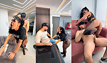 Penélope Palvin disfrazada de Harley Quinn singando duro