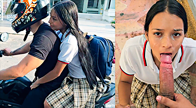 La zorra de Emma Anturin siendole infiel a su novio con un chico de una moto