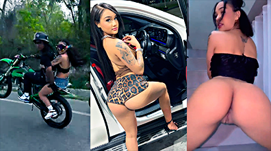 La artista dominicana Masha en paja con los primos en una villa