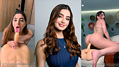 La bella Laura Sahar montada encima de un consolador muy grande