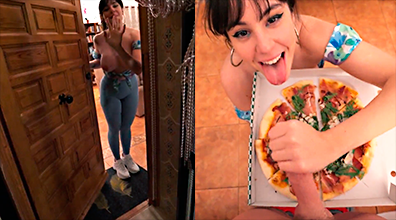 La española Pamsnusnu se aprovecha del repartidor de pizzas y le saca la leche