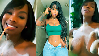 Artista dominicana Gailen La Moyeta en paja intensa con un consolador